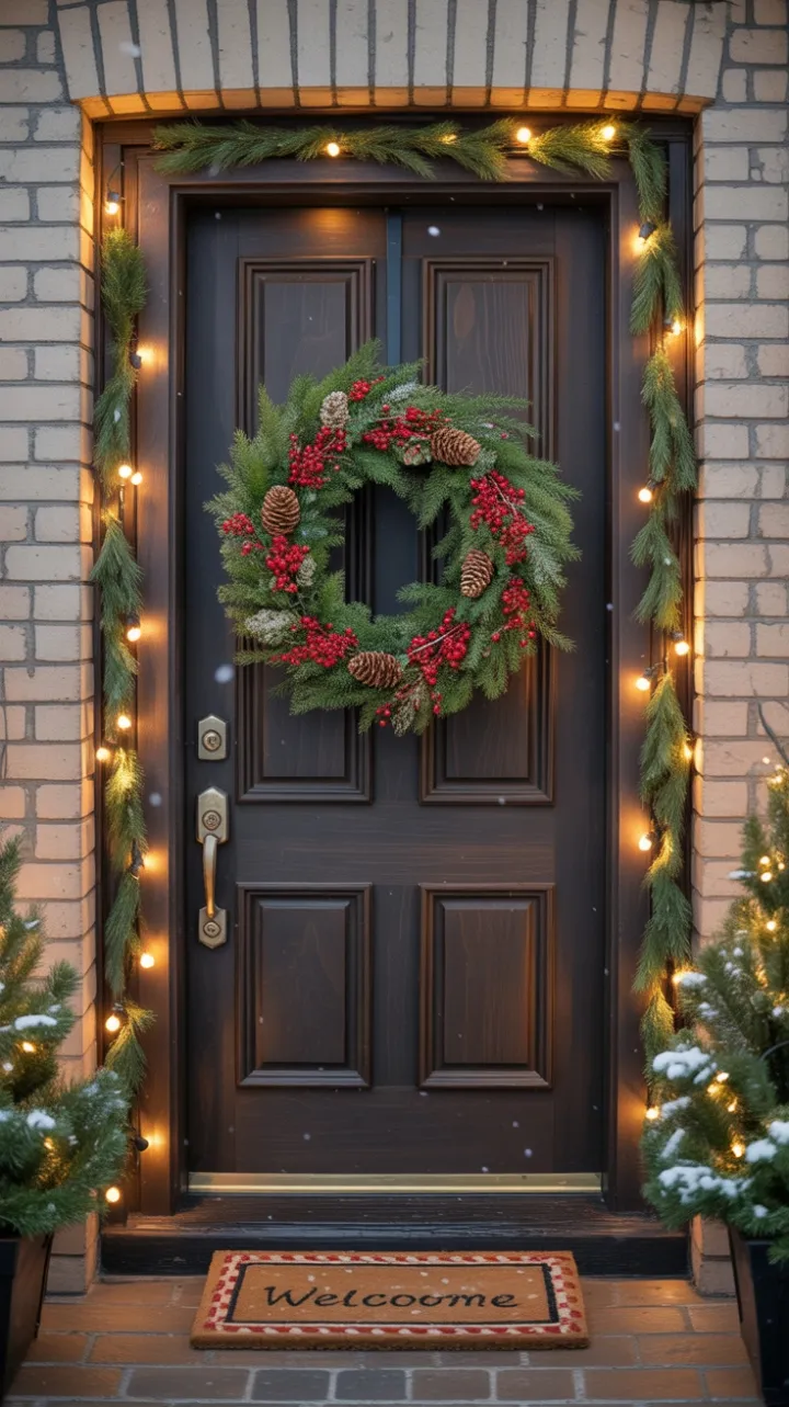 Evergreen Welcome Under Falling Snow