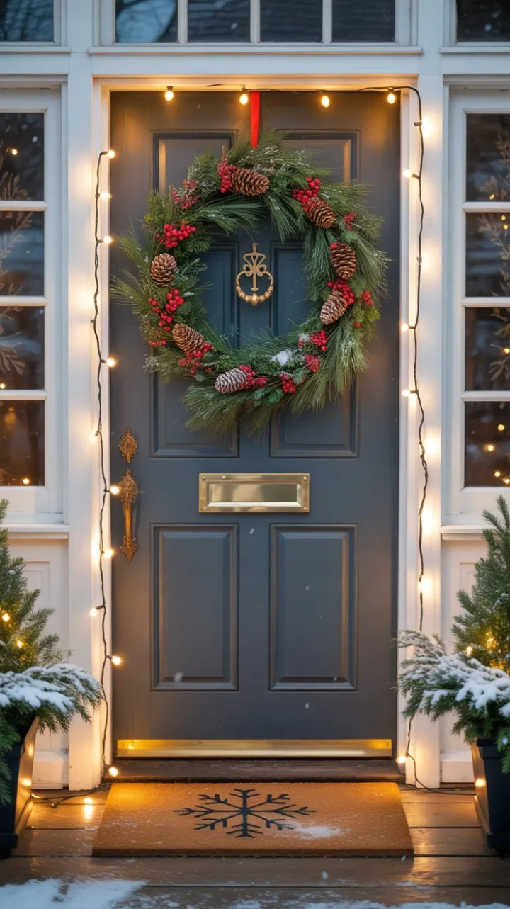 Snow-Kissed Welcome Dressed in Pine Berries and Golden Glow