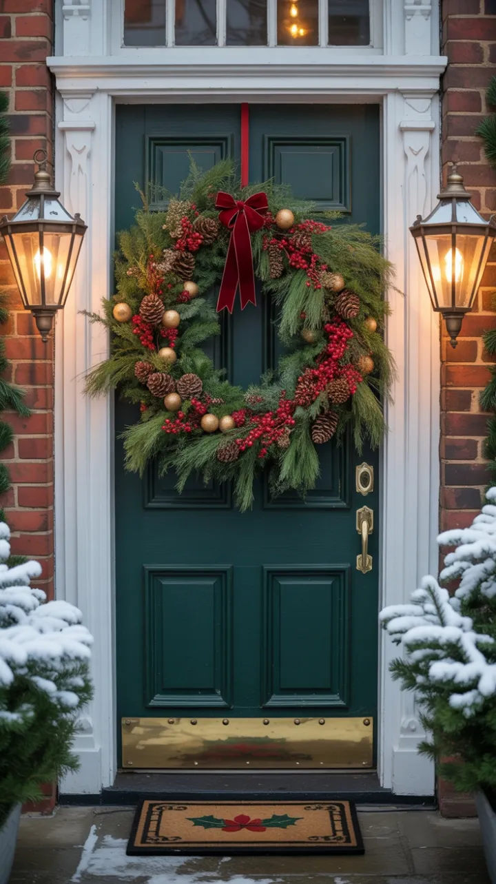 Victorian Doorstep Dressed in Holiday Splendor