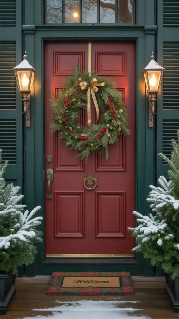 Victorian Doorstep Dressed in Holiday Splendor