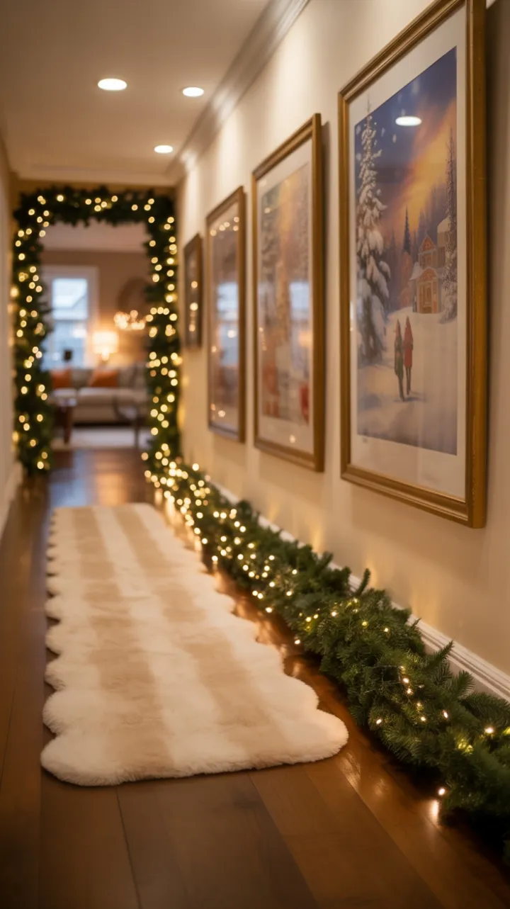 A Luminous Holiday Passageway Wrapped in Garland and Warmth
