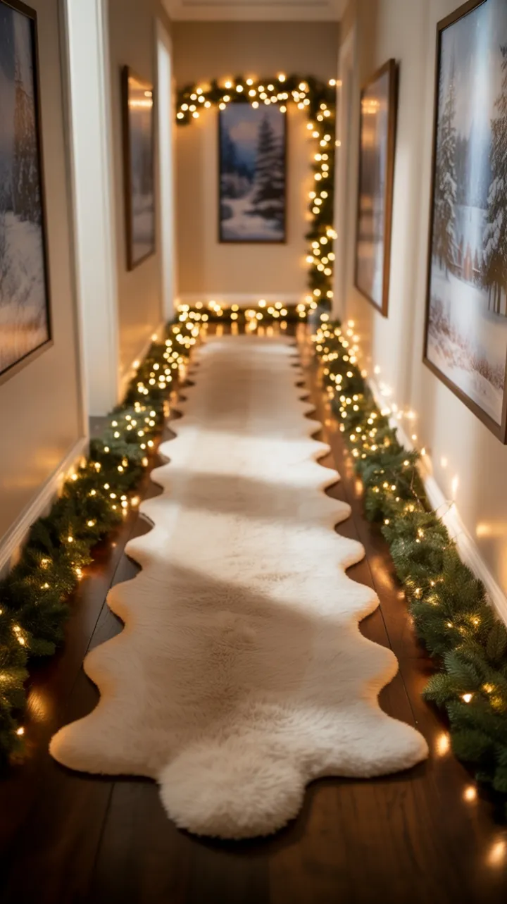 Hallway Wrapped in Evergreen and Warmth