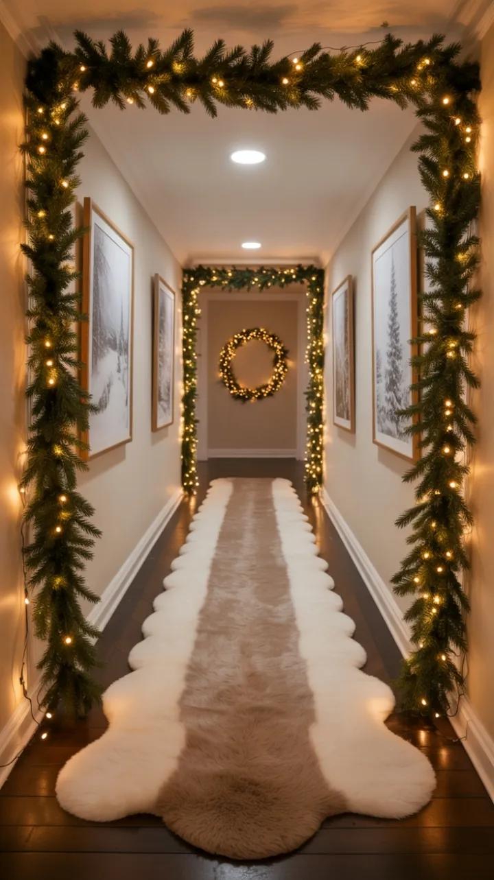 Hallway Draped in Holiday Glow