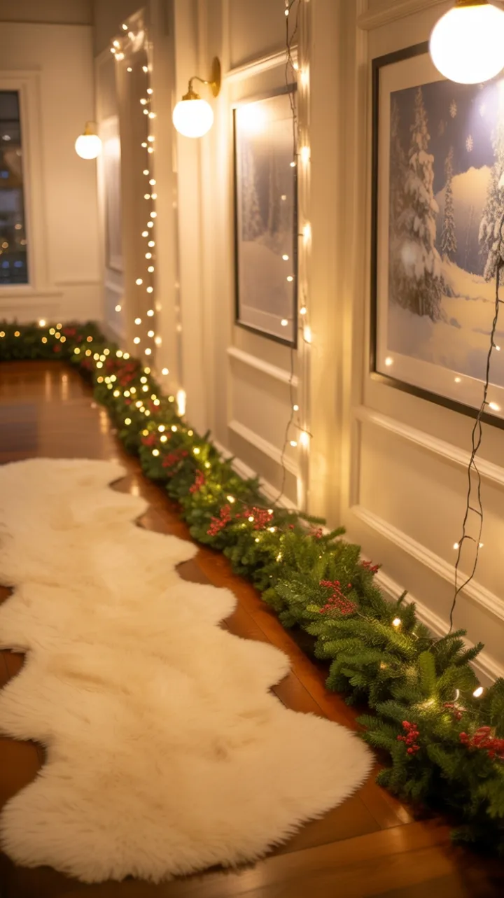 Garlanded Hallway Awash in Warm Holiday Light