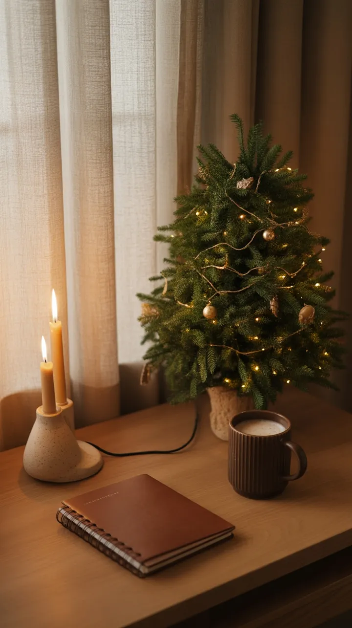 Evergreen Glow in a Cozy Holiday Study