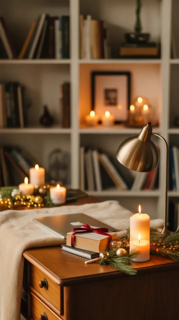 Vintage Desk Dressed for the Holidays