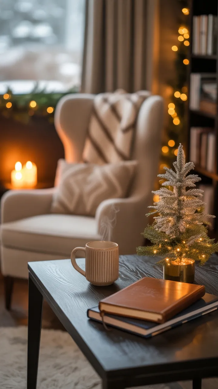 Cozy Contemporary Office Dressed for the Holidays