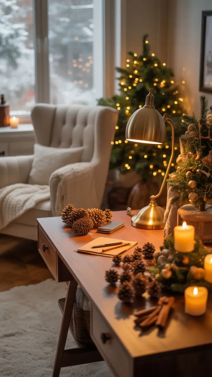 Hearthside Home Office Dressed for the Holidays