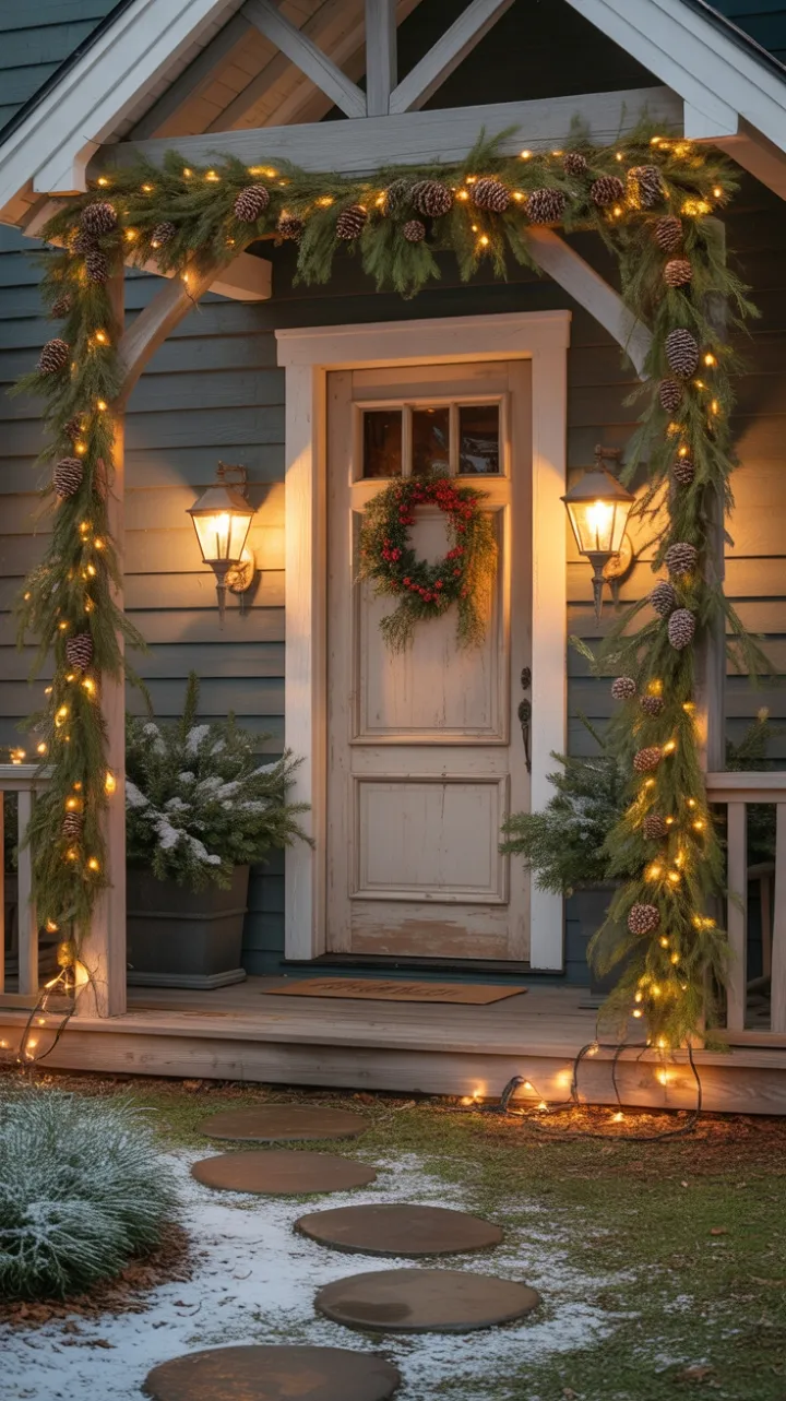 Amber-Lit Evergreen Welcome