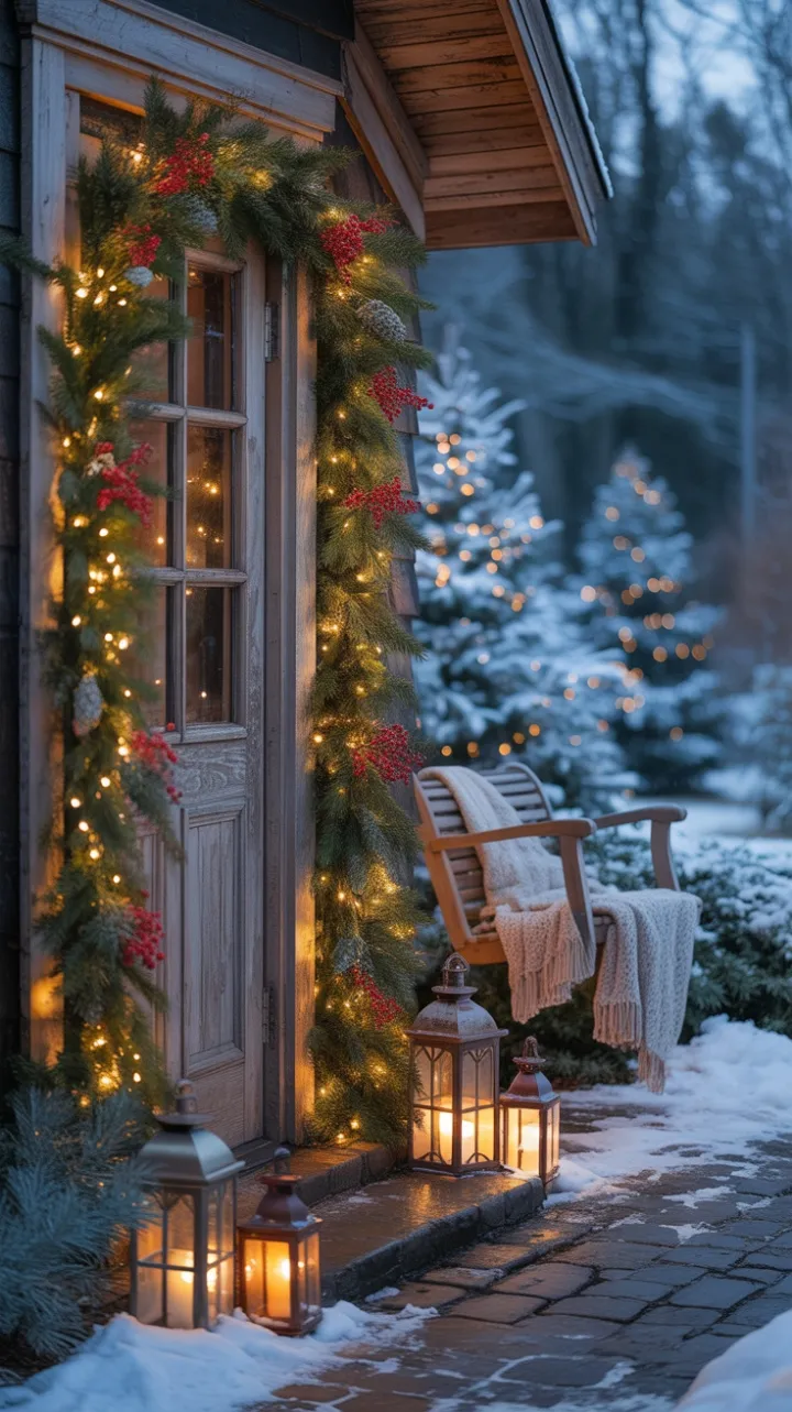 Lantern-Lit Snow-Kissed Porch