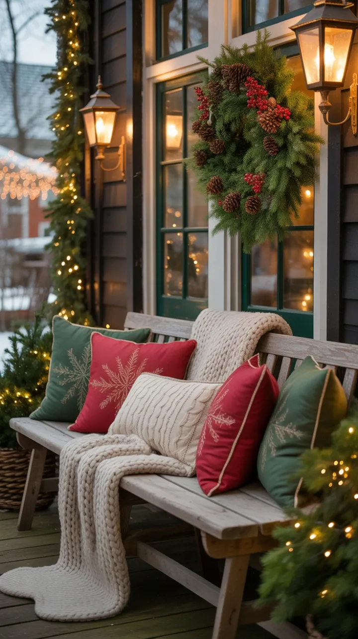 A Rustic Porch Wrapped in Holiday Warmth