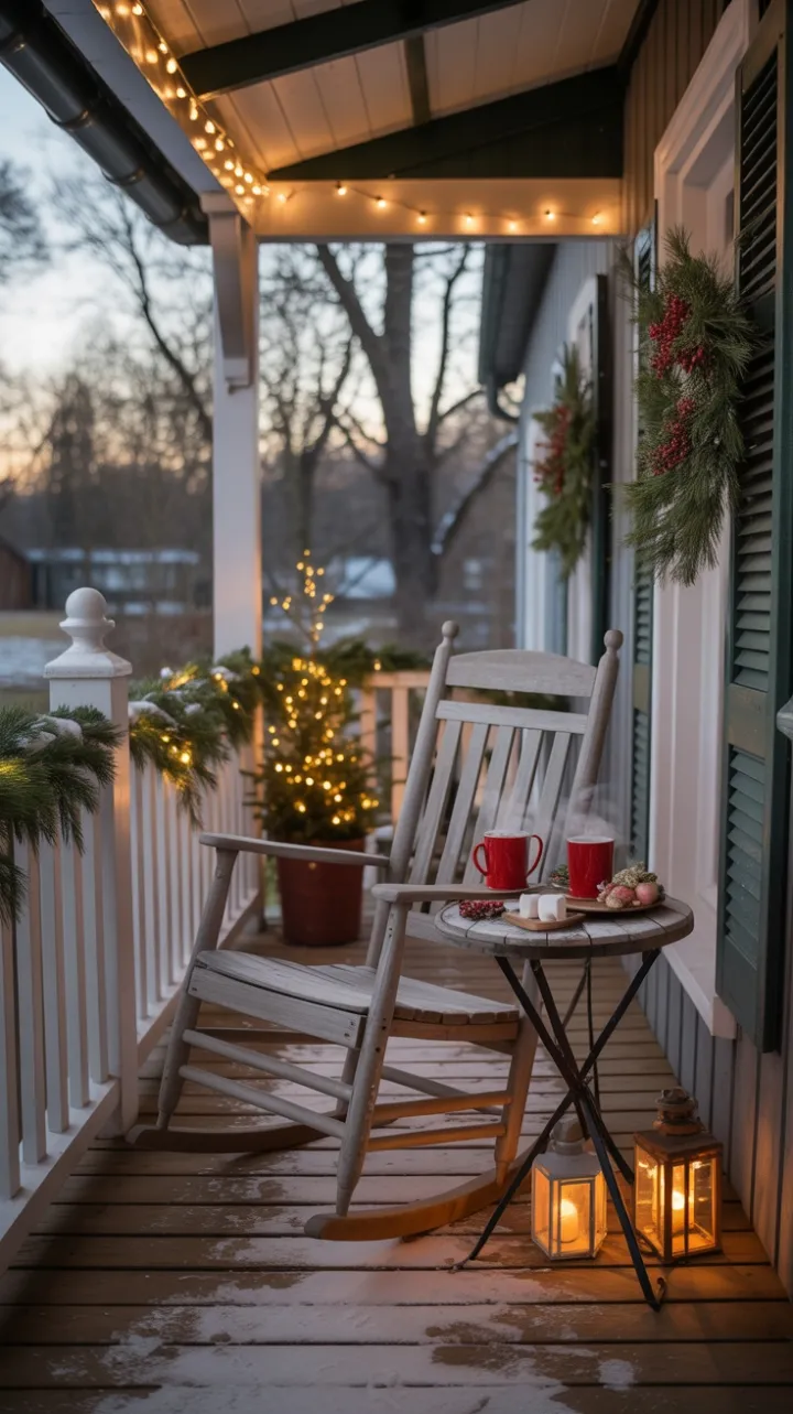 Dusk-Kissed Rustic Christmas Porch
