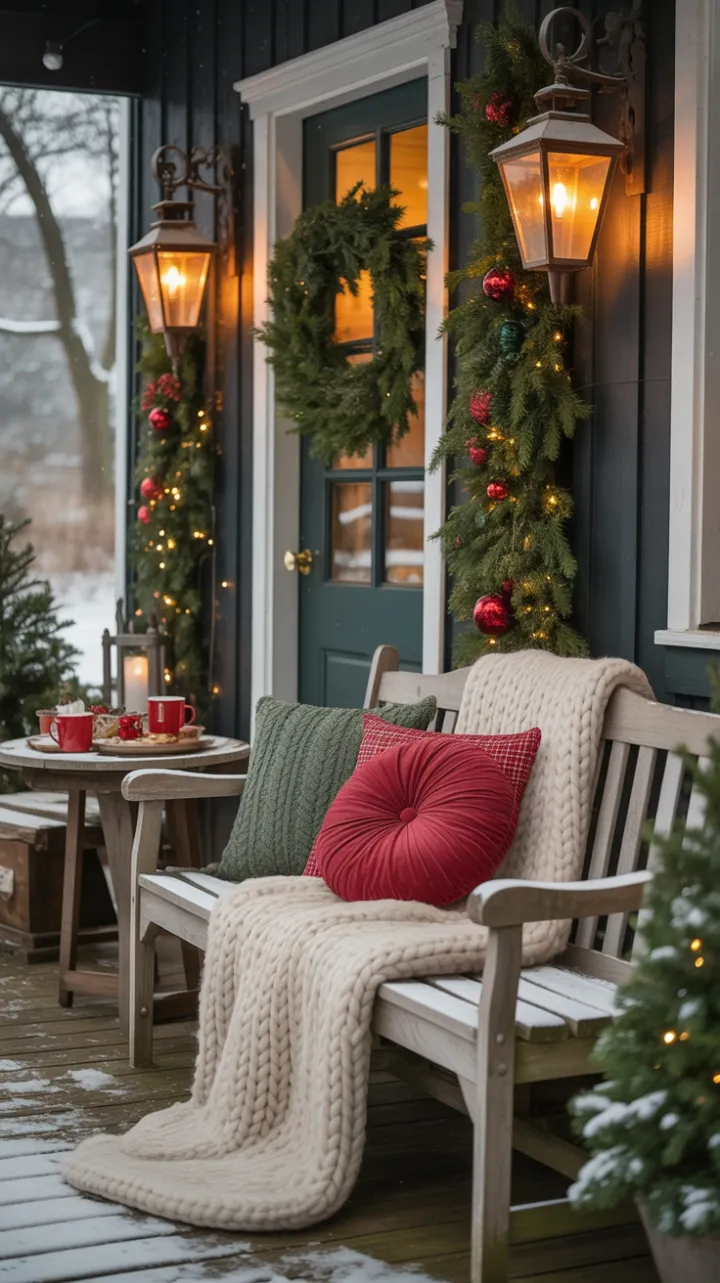 Snow-Kissed Rustic Holiday Porch