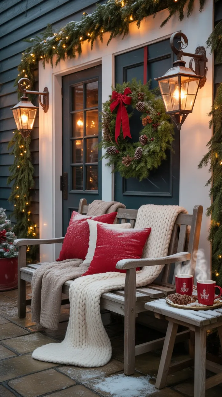 Snow-Kissed Rustic Holiday Porch