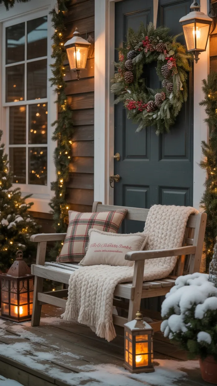 Snow-Kissed Rustic Holiday Porch