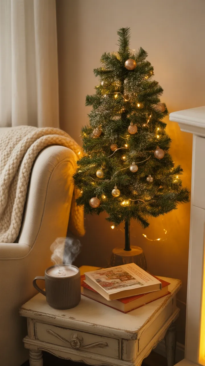 Mini Tree and Cocoa Glow in a Cozy Christmas Corner