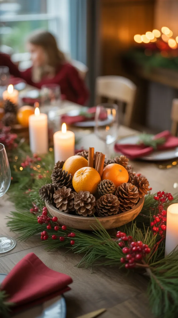 Cinnamon and Citrus Centerpiece in Candlelight