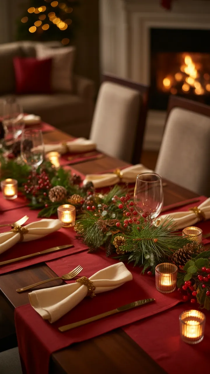 Mahogany Table Set for a Golden Christmas