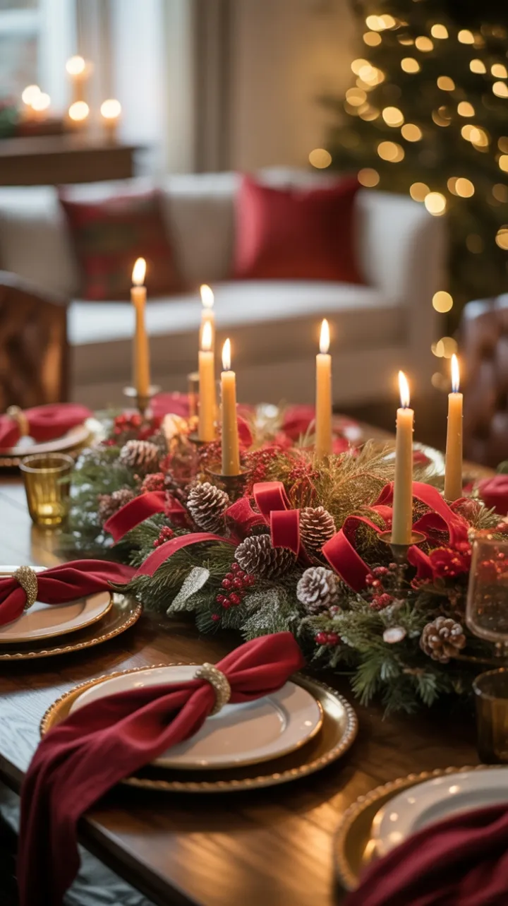 Burgundy Glow on a Cozy Christmas Table
