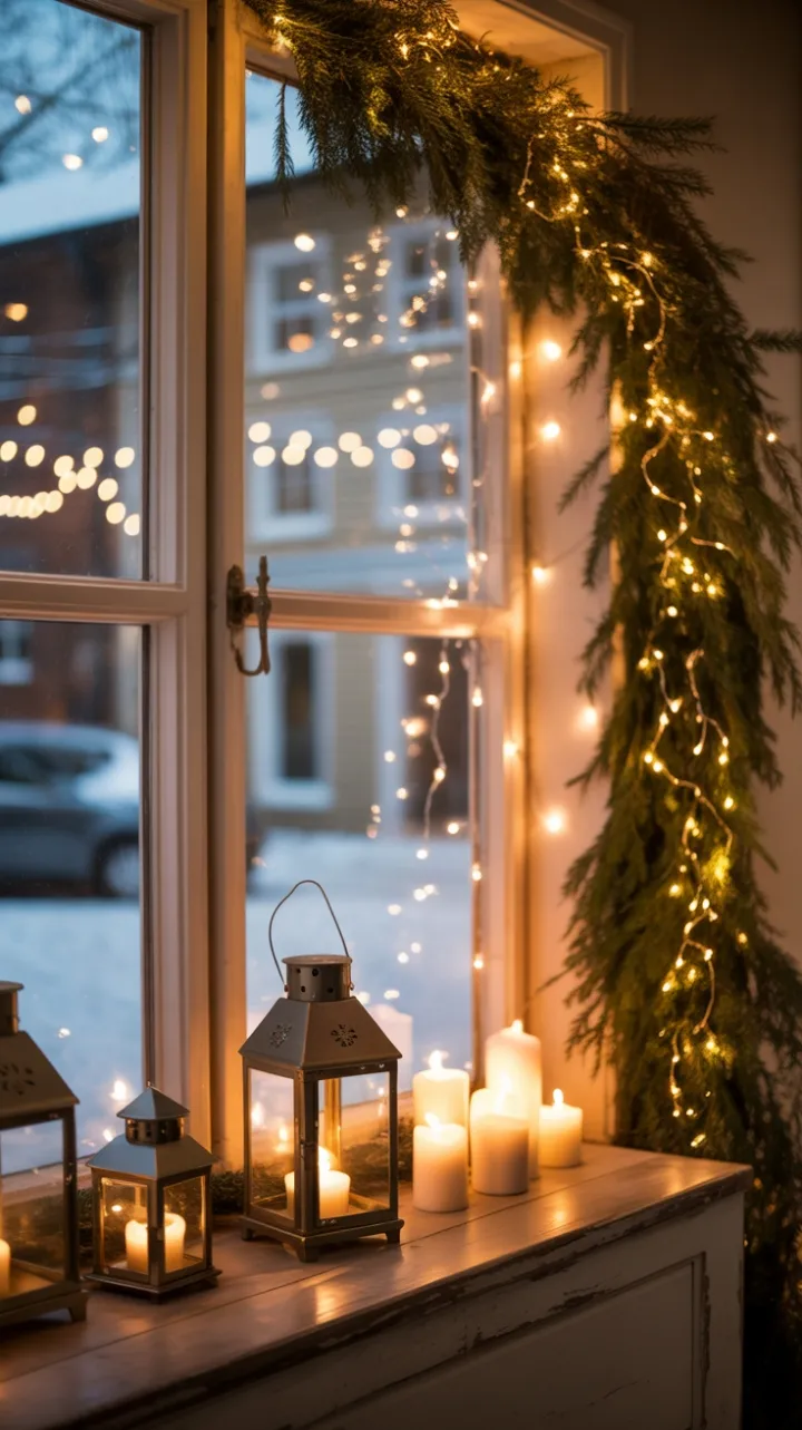 Evergreen Glow on a Snowy Night