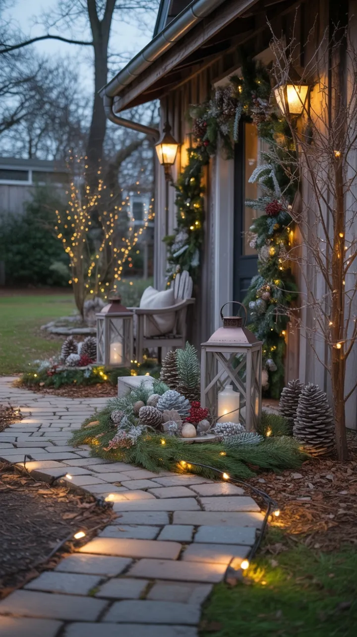 Cobblestone Path to a Rustic Holiday Glow