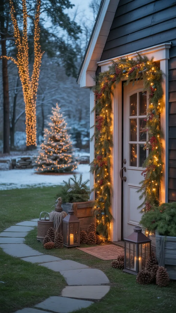 Warm Glow on a Rustic Holiday Path
