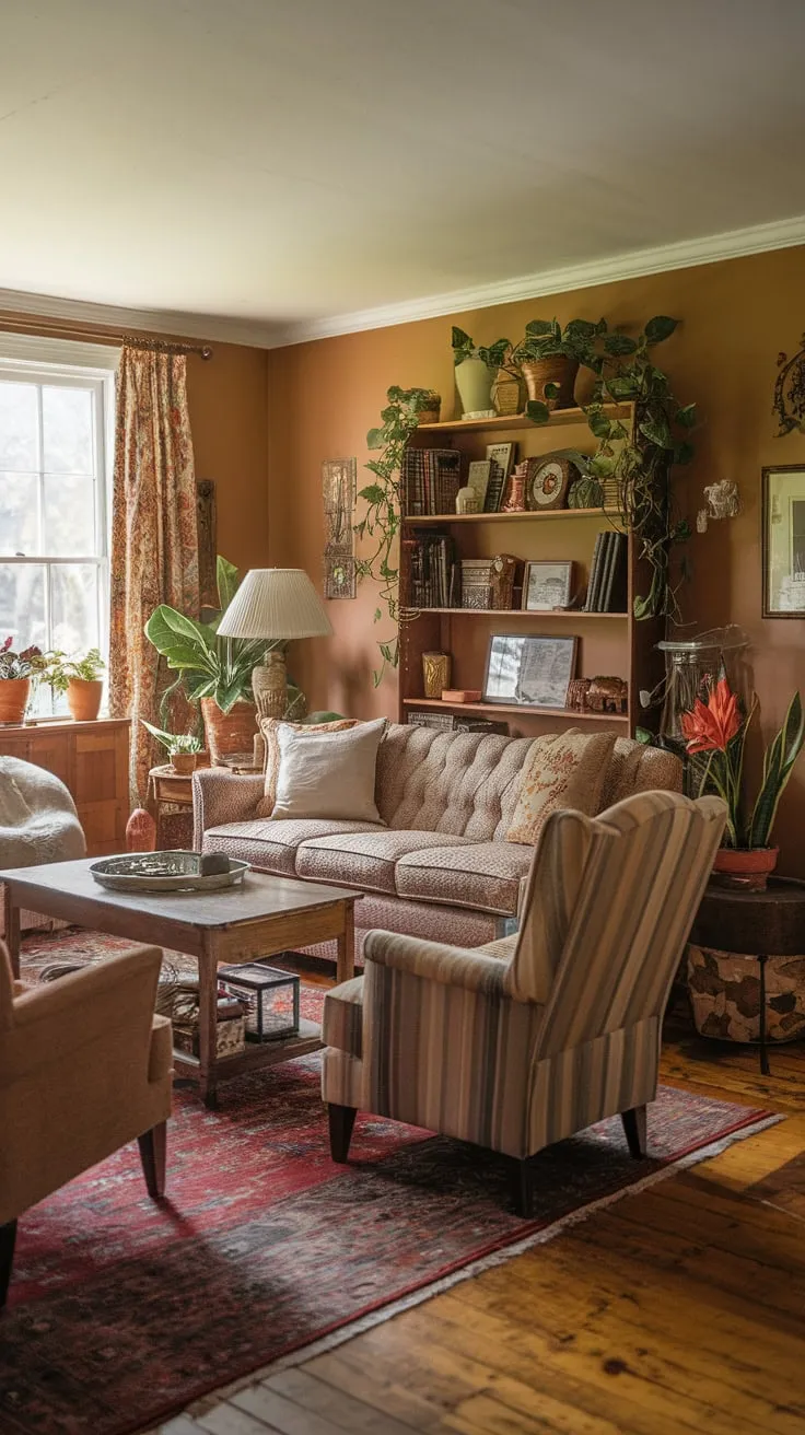 Rustic charm meets modern comfort in this vintage-inspired family room, a perfect blend of style and family togetherness.