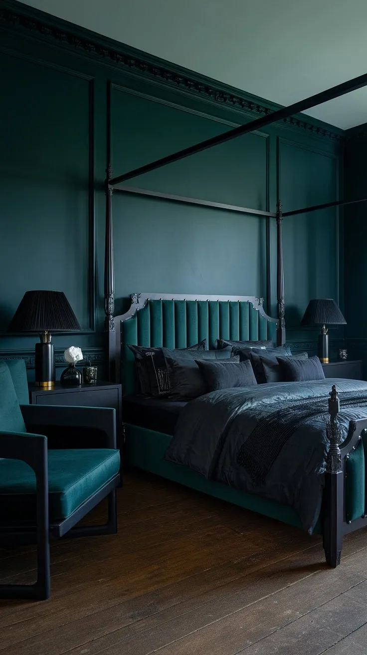 Discover dark green bedroom ideas that transform your space into a moody retreat with black accents and rich decor.