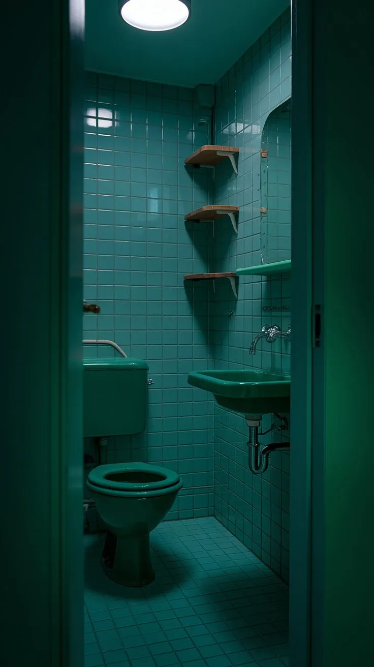 This small dark bathroom, a study in moody atmosphere, proves that even a small toilet room can be a sanctuary of dark bathroom design.