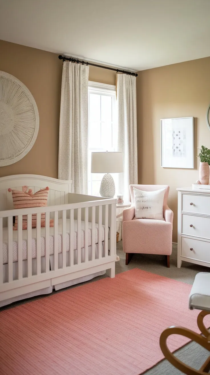 This nursery daybed transforms a spare room into a charming and functional nursery guest room.  The calming color palette and thoughtful nursery room design create a peaceful haven for little ones and their visitors.  Find endless kids room inspiration and nursery room inspiration in this beautifully styled space, ideal for toddler bedrooms.