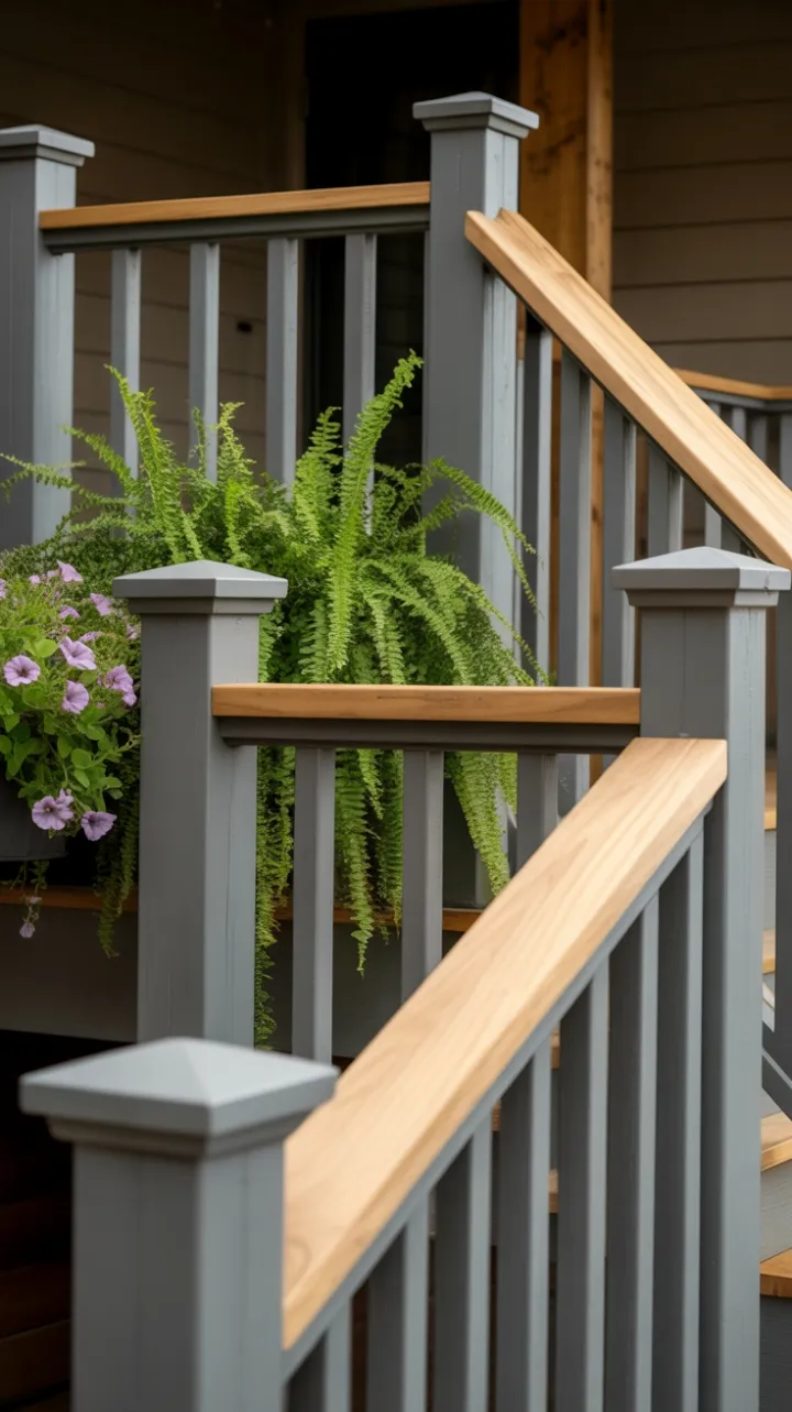 Sunlit Contemporary Deck with Sleek Composite Railing and Blooming Planters