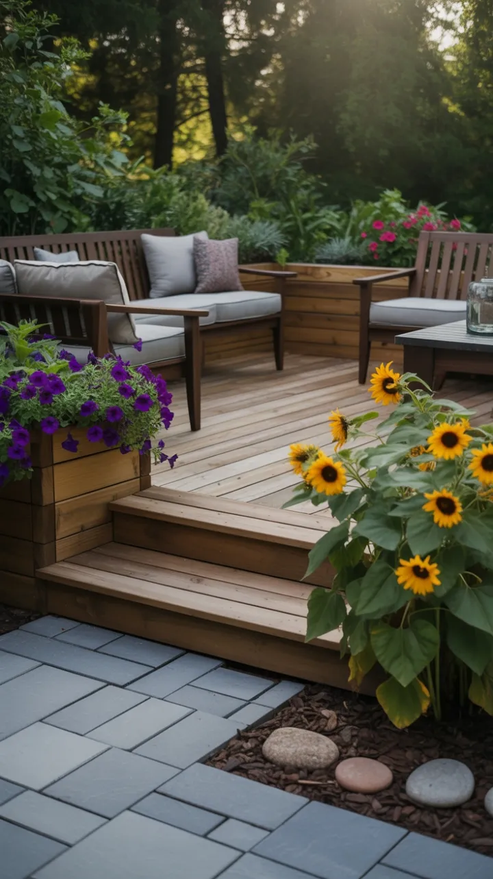 Sunlit Herringbone Garden Retreat