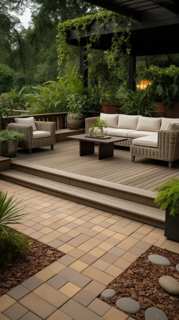 Luminous Garden Deck with Luxurious Rattan Lounge