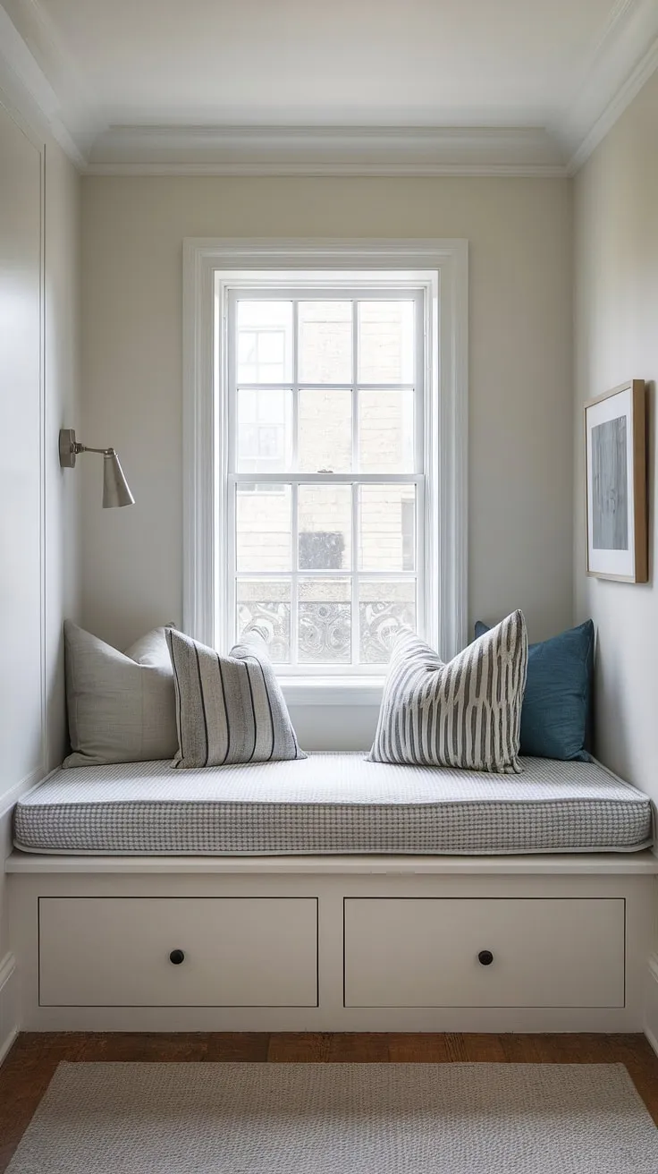 Clever design transforms this small room into a cozy den bedroom. The built-in bed for small bedroom, nestled around the window and featuring built-in furniture bedroom, is the ultimate in space-saving built-in bed ideas. A built-in bed small room solution with ample storage.
