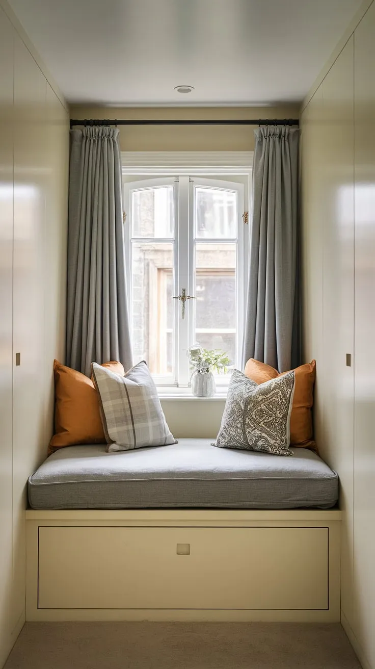 Maximize space and style in this cozy den bedroom featuring a built-in single bed with storage, cleverly built around the window. A perfect example of compact bedroom ideas and space-saving built-in bed ideas for a small built-in bedroom.