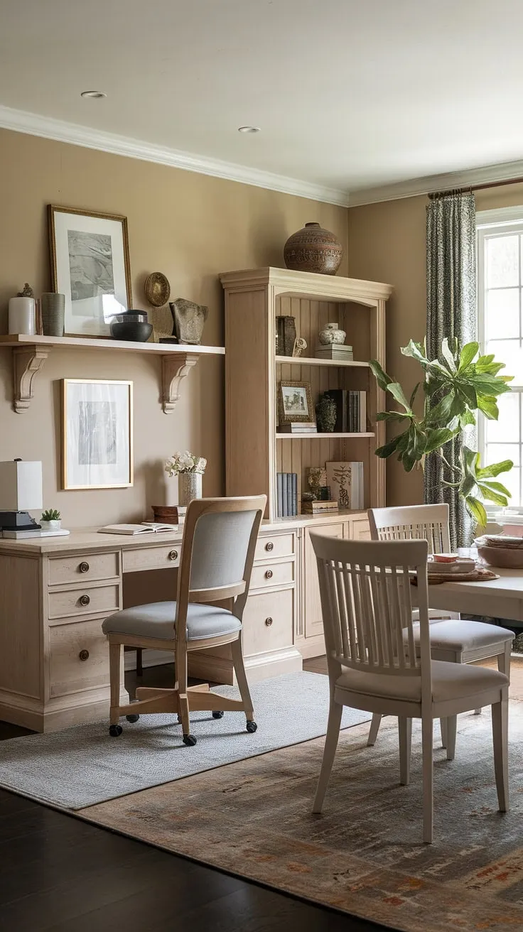 Work from home in style. This home office dining room showcases a sophisticated blend of functionality and beauty, transforming an office in dining room into a truly inspiring space.