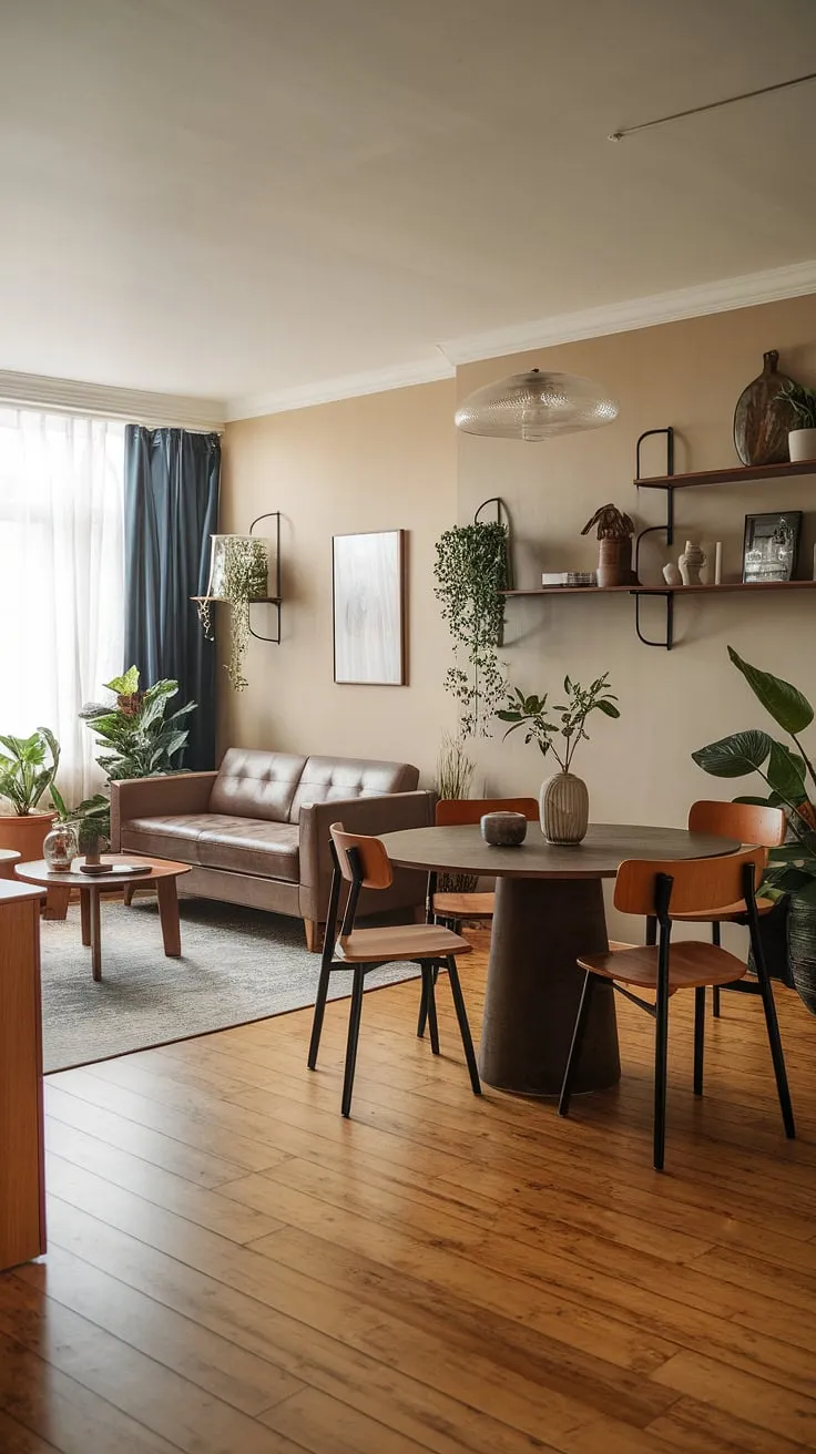 Seamless style in this dining sitting room combo; the perfect blend of formal living room elegance and casual comfort. The thoughtful dining room layout maximizes space and creates a welcoming atmosphere.