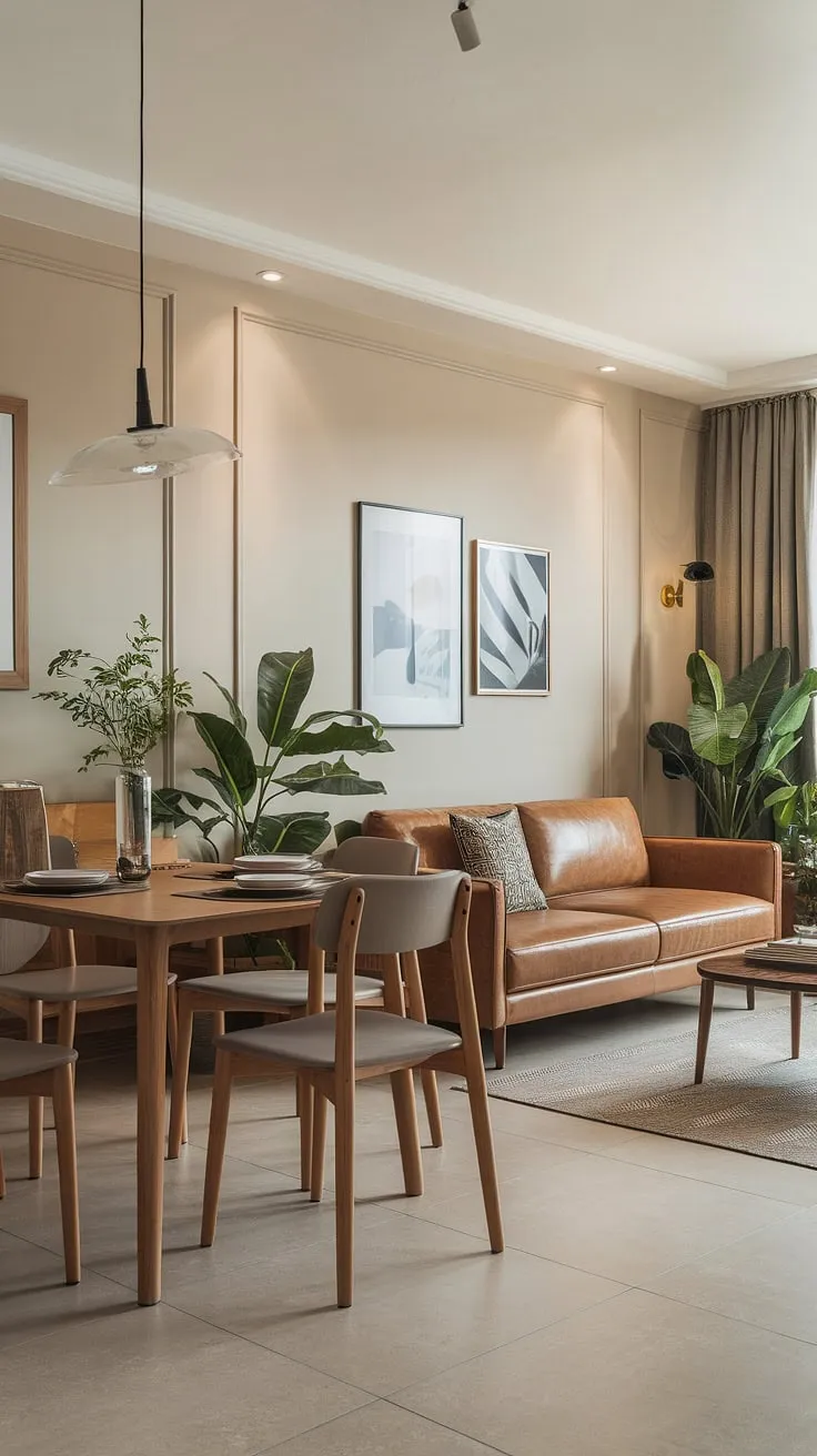 This stunning living room dining room combo redefines space. A clever dining room layout maximizes functionality, creating a sophisticated yet comfortable dining and sitting room combo.