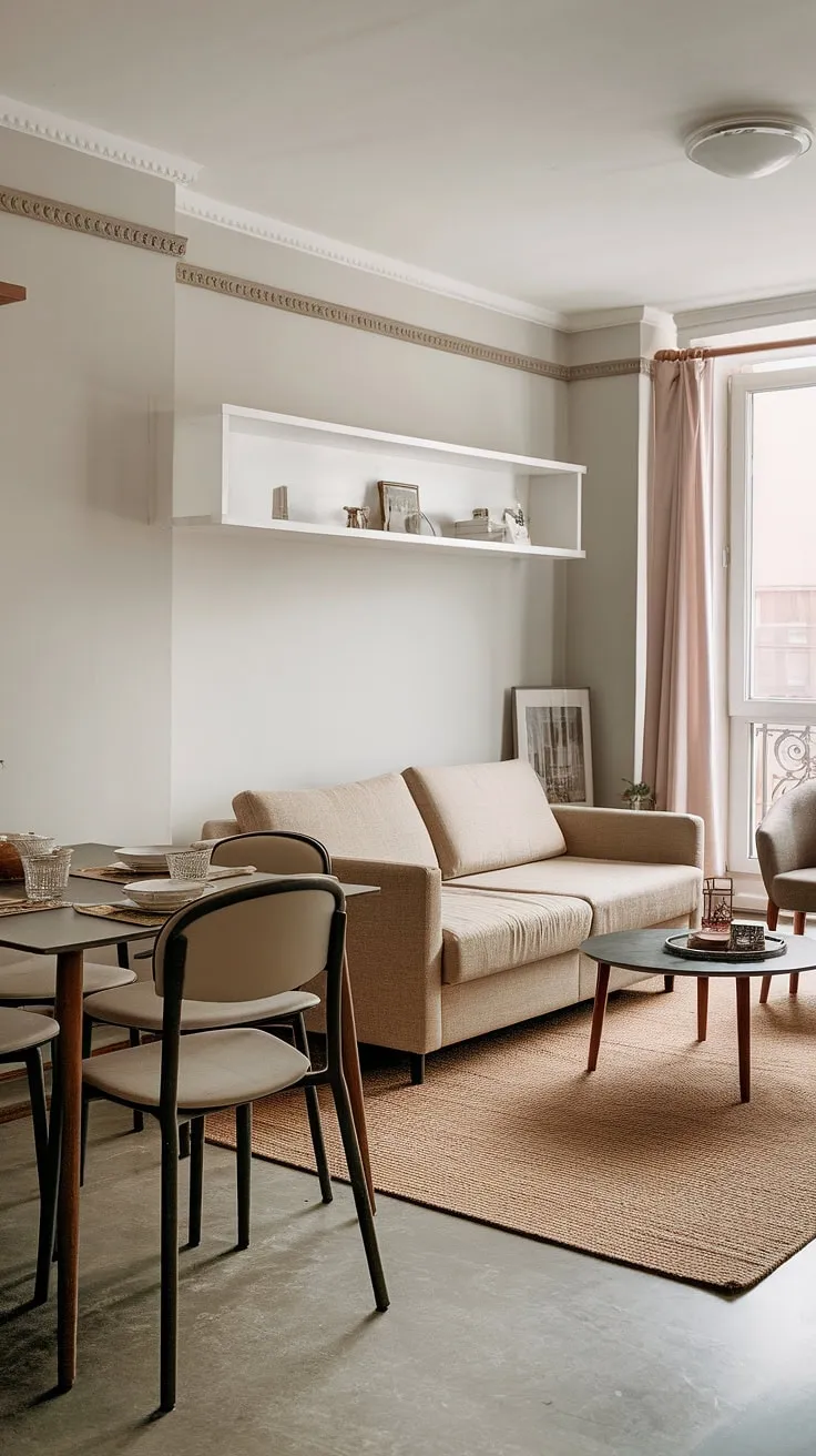 Effortless elegance in this dining sitting room combo. The seamless flow between dining and sitting areas creates a sophisticated living room layout perfect for both relaxation and entertaining.