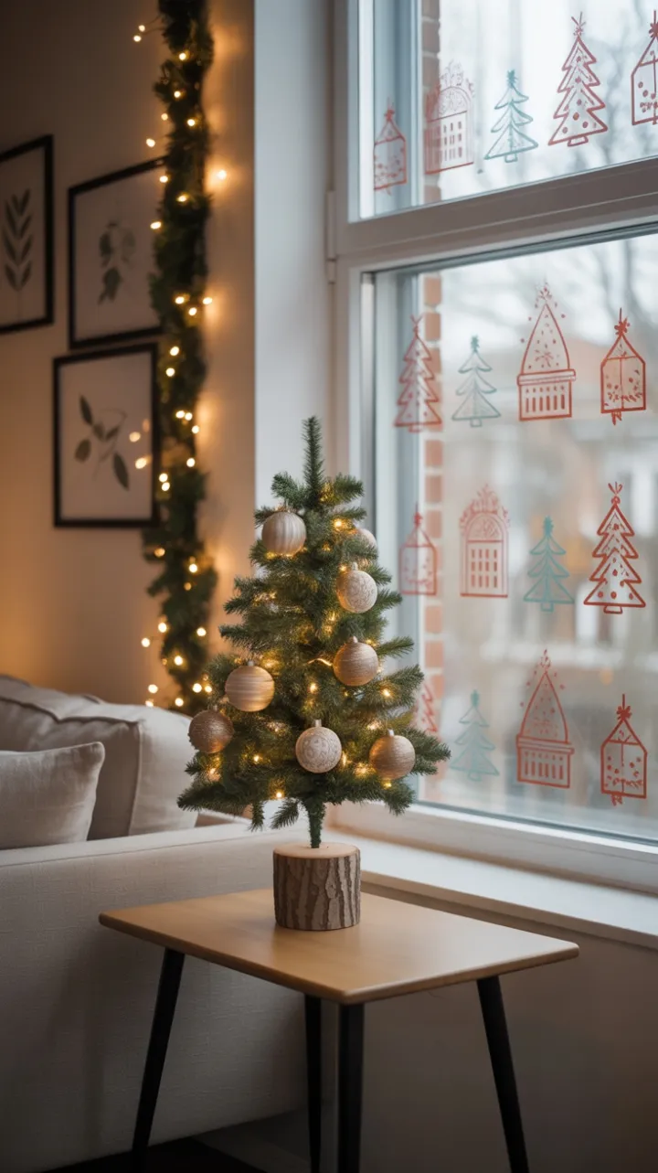 Sunlit Holiday Nook with Mini Rustic Christmas Tree