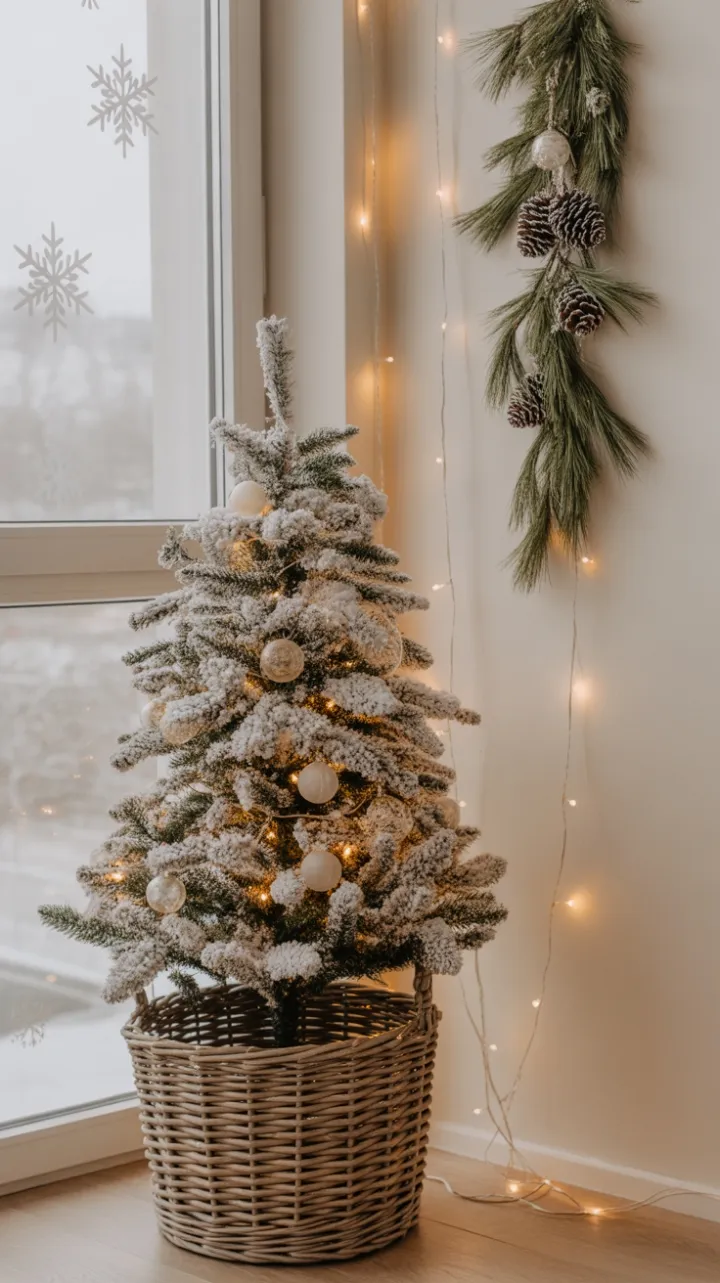 Flocked Tree by the Window – A Cozy Apartment Christmas