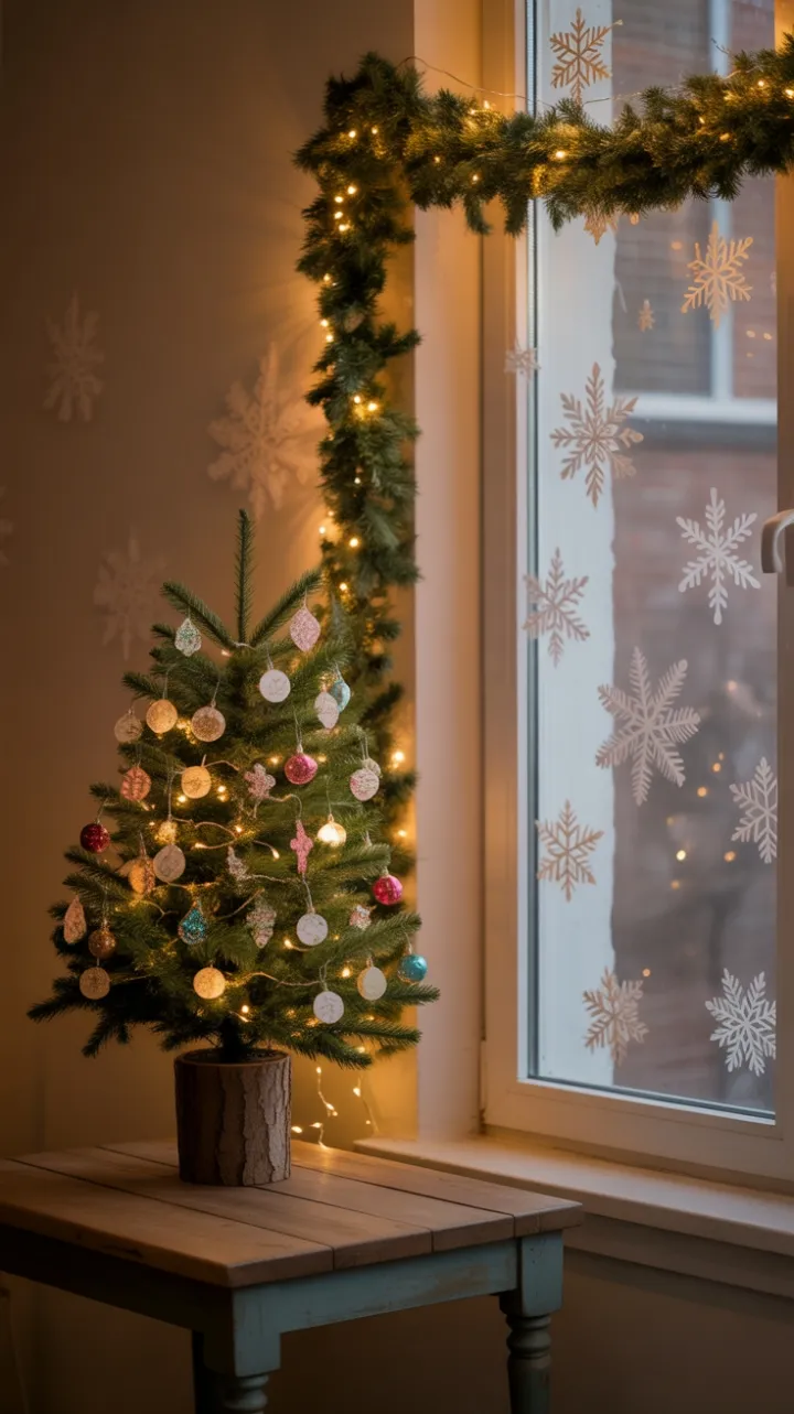 Warm Winter Nook Filled with Twinkling Lights and Handmade Snowflakes