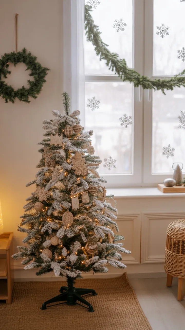 Handcrafted Holiday Warmth Around a Flocked Christmas Tree
