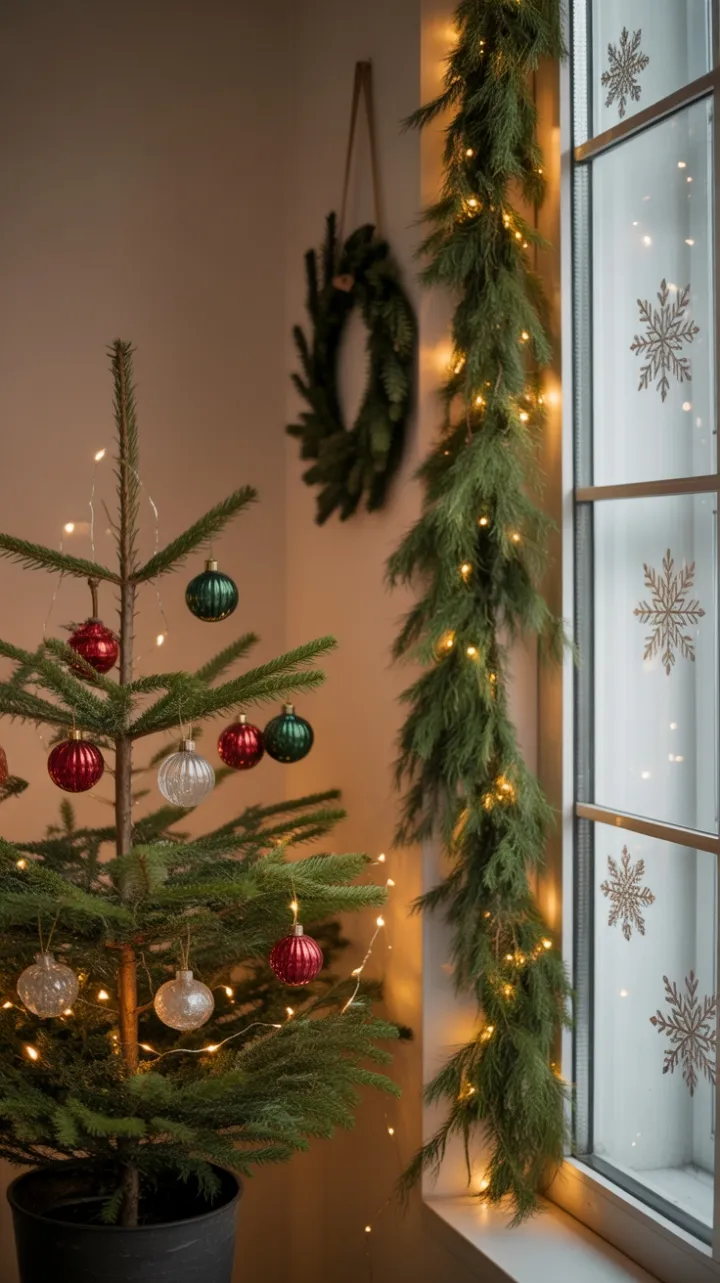 Cozy Vintage Christmas Corner with Twinkling Lights