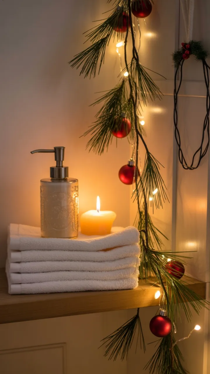 Beeswax Glow in a Festive Bathroom Nook
