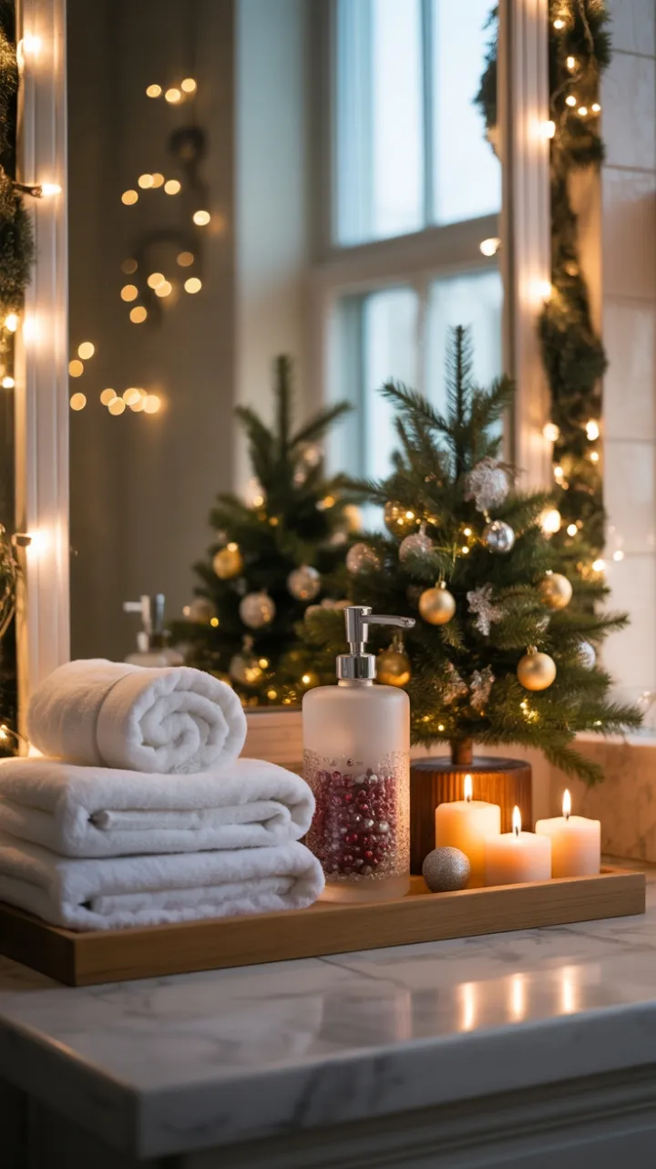 Luxurious Holiday Spa Bathroom with Pine-Scented Warmth