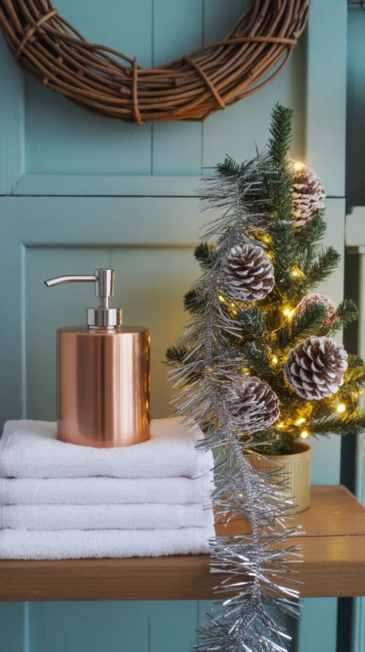 Cozy DIY Christmas Nook in a Charming Bathroom Corner