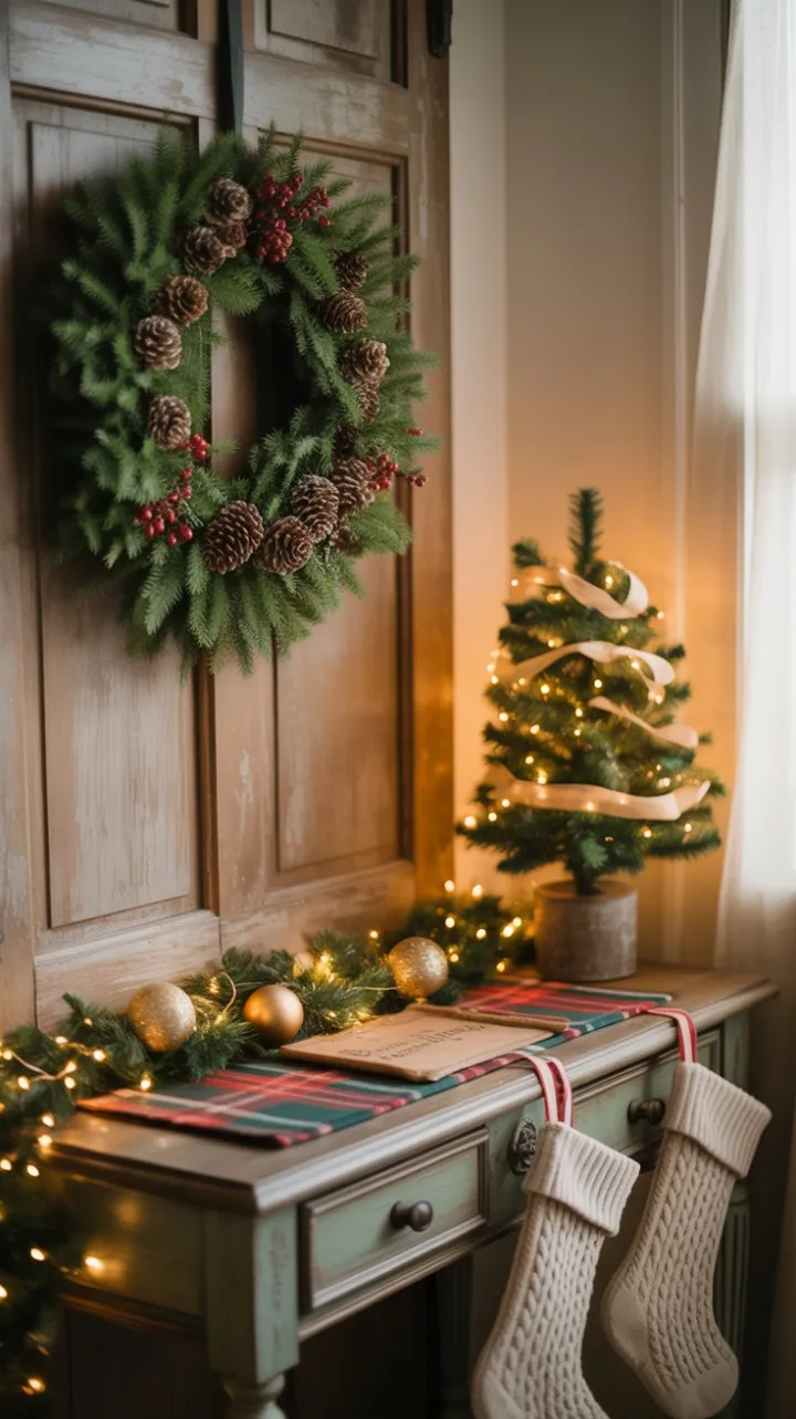 Cozy Rustic Holiday Entryway