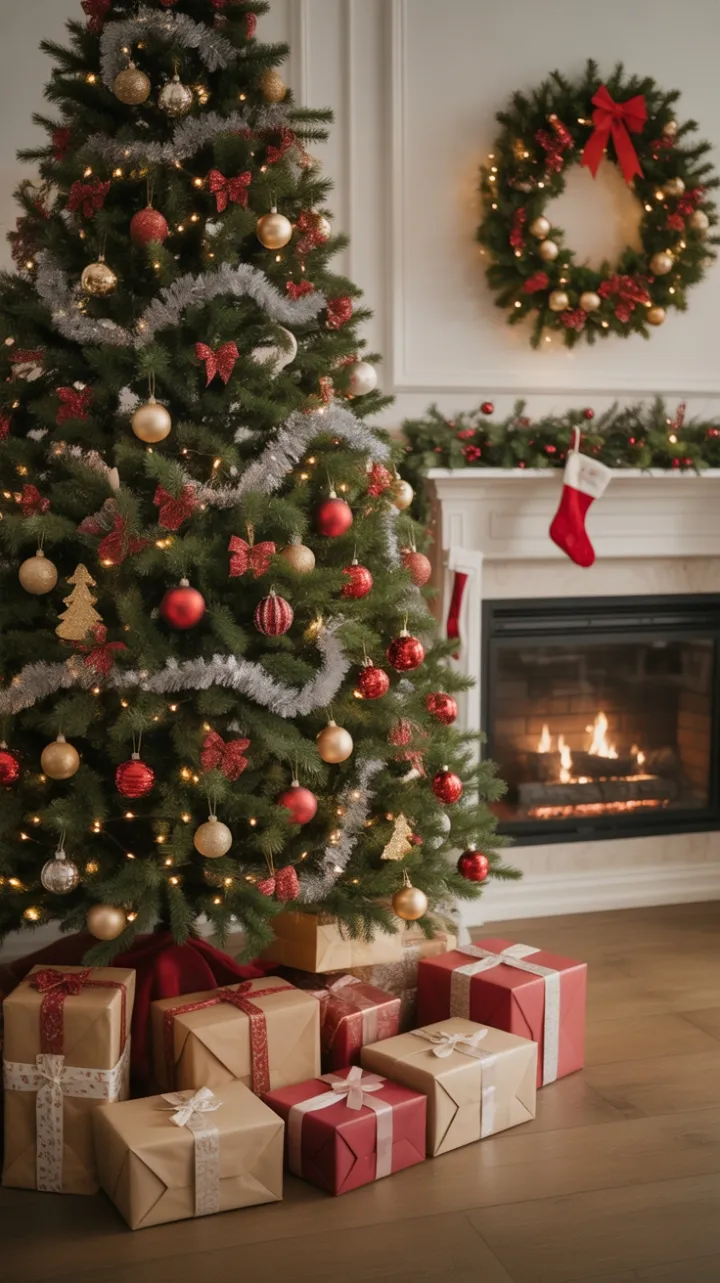 Fireside Elegance in Red and Gold