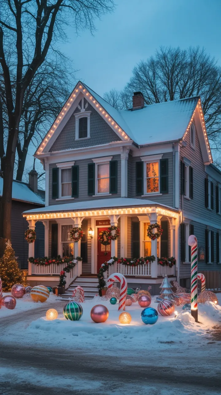 Twinkling Victorian Christmas on a Snowy Street